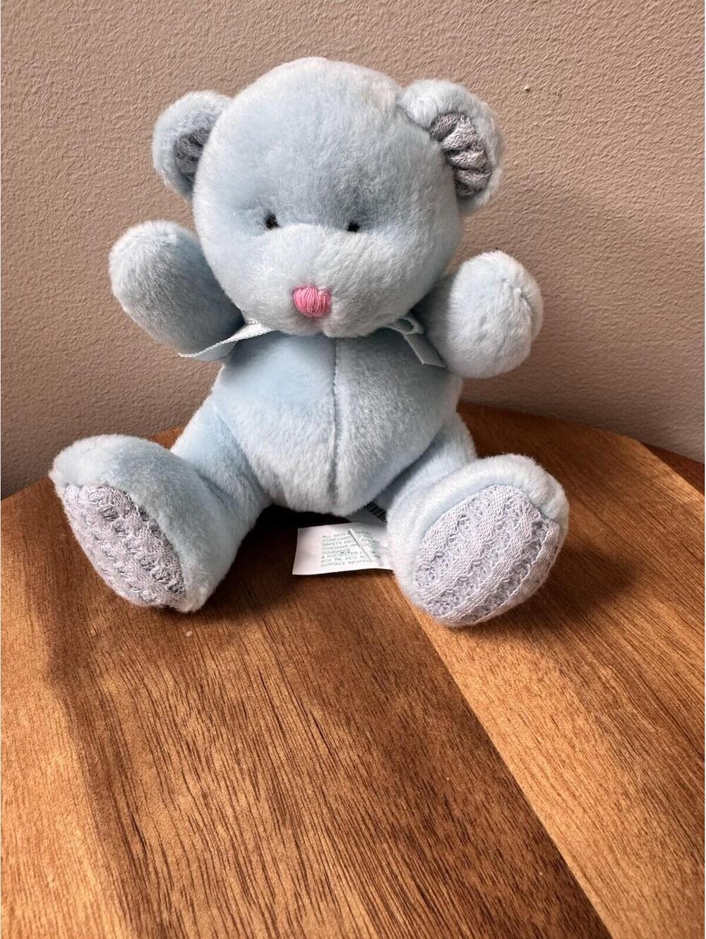 NWT VTG Baby Russ Blue Teddy Bear Plush | Squeaker | Waffle Feet | 4" Mini NOS